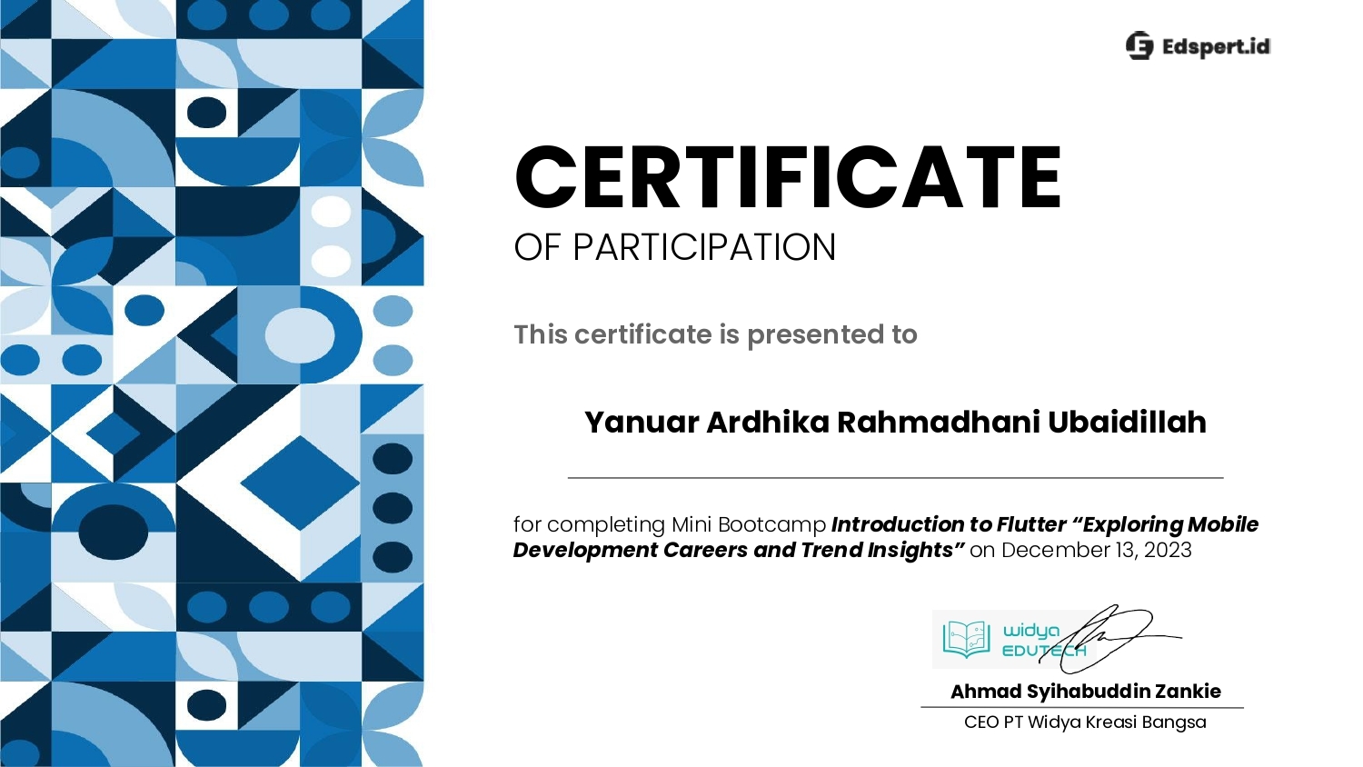 Mini Bootcamp Introduction to Flutter "Exploring Mobile Development Careers and Trend Insight" 2023