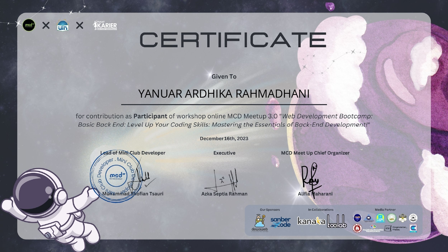 Workshop Online MCD Meetup 2.0 "Web Development Bootcamp Basic Back-End Level Up Your Coding Skills Mastering the Essntials of Back-End Development" 2023