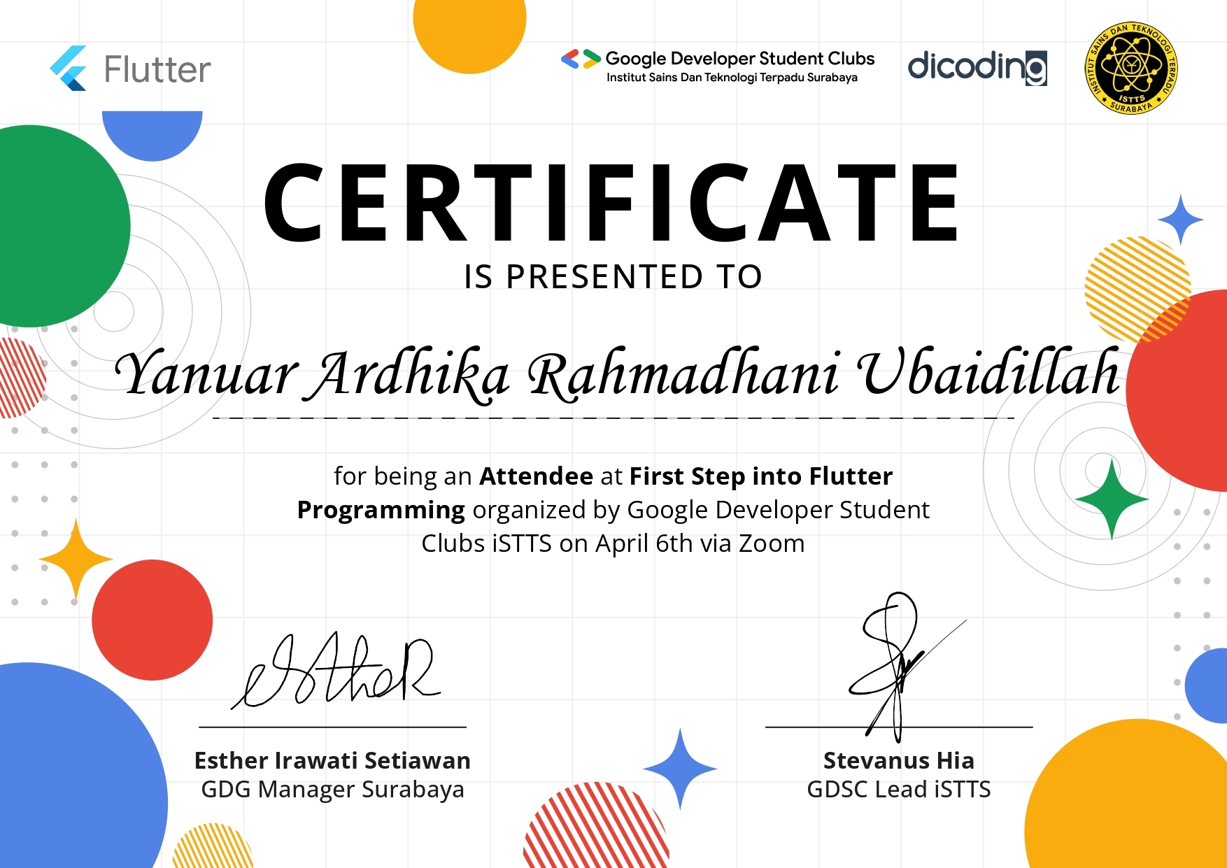 Webinar First Step into Flutter Programmming - GDSC Insitut Sains Dan Teknologi Terpadu Surabaya 2023