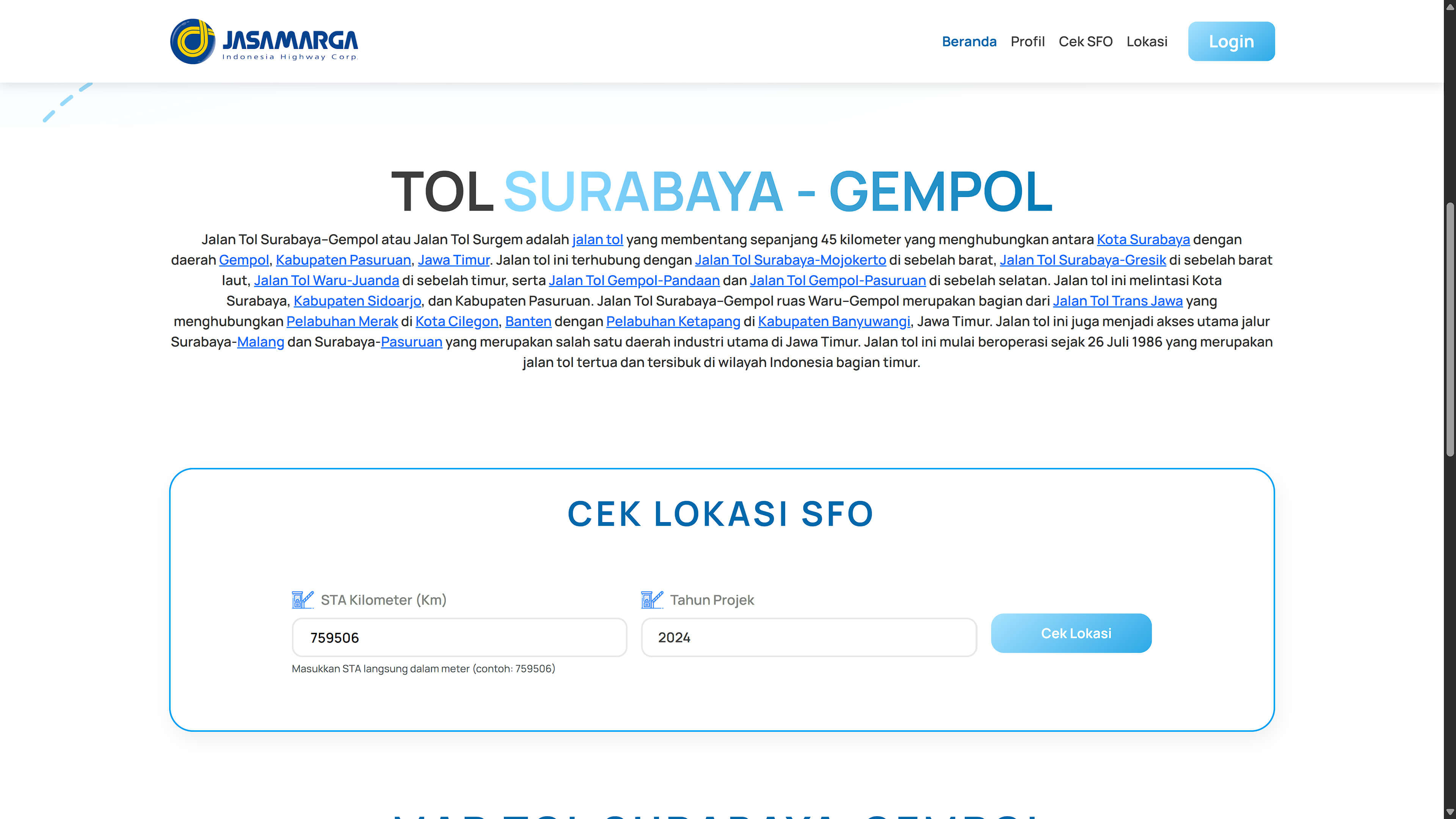 Website Operasional JasaMarga Jalan Tol