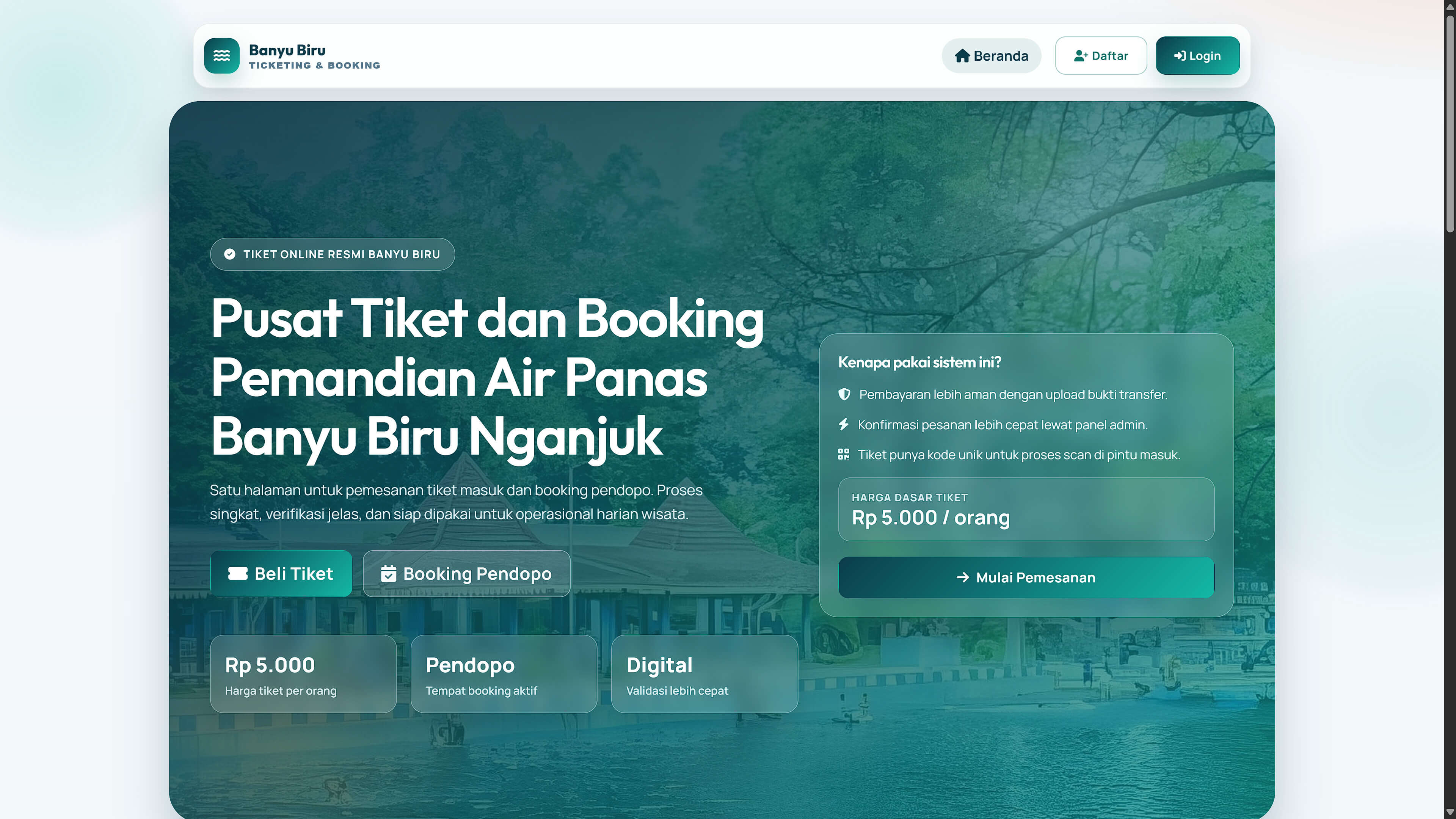 Banyu Biru Ticketing & Booking System - Sistem Pemesanan Tiket & Booking Objek Wisata
